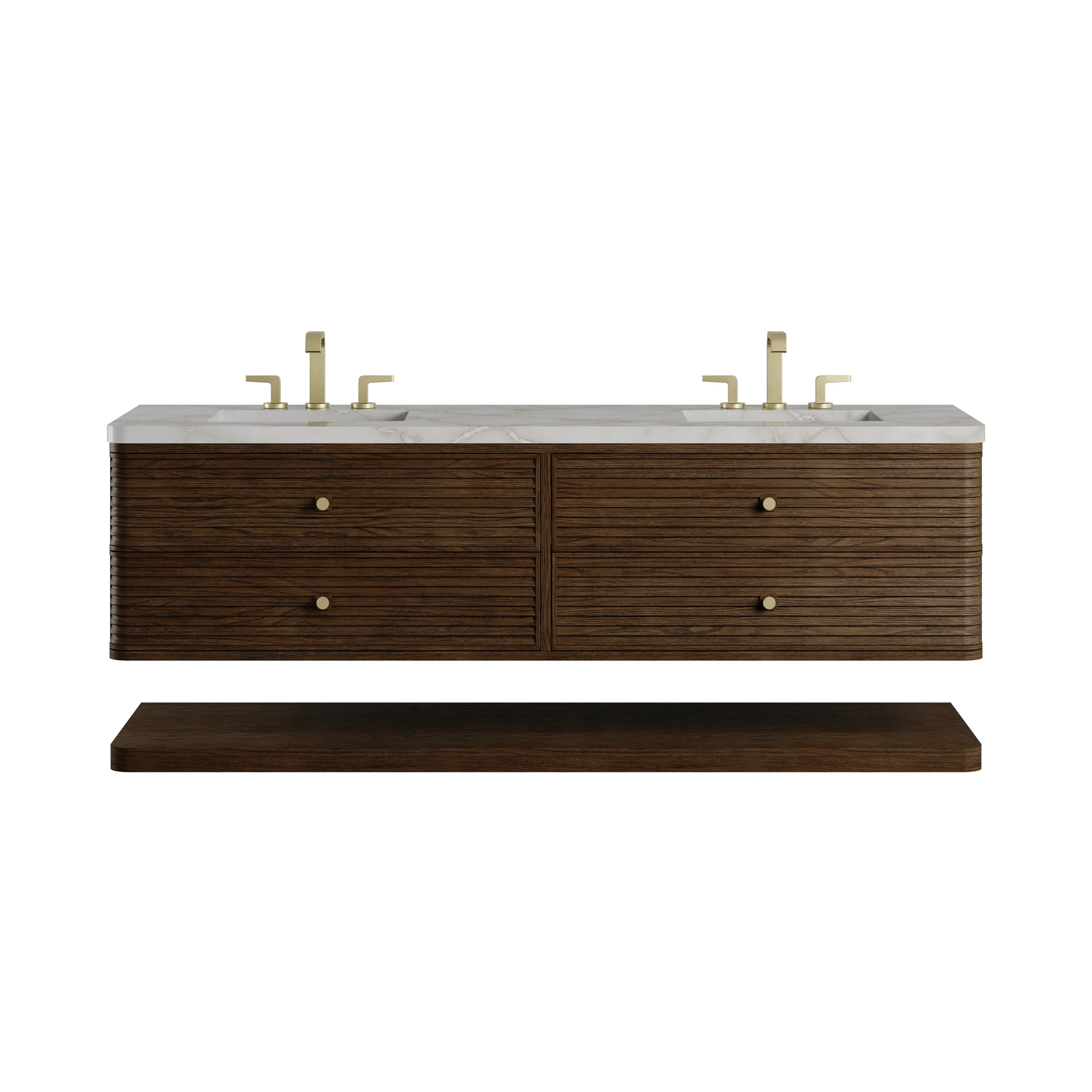 Allamari 72" Double Vanity, Sable w/ 3 CM Victorian Silver Silestone Top
