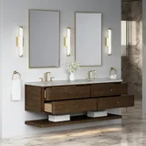 Allamari 72" Double Vanity, Sable w/ 3 CM Victorian Silver Silestone Top