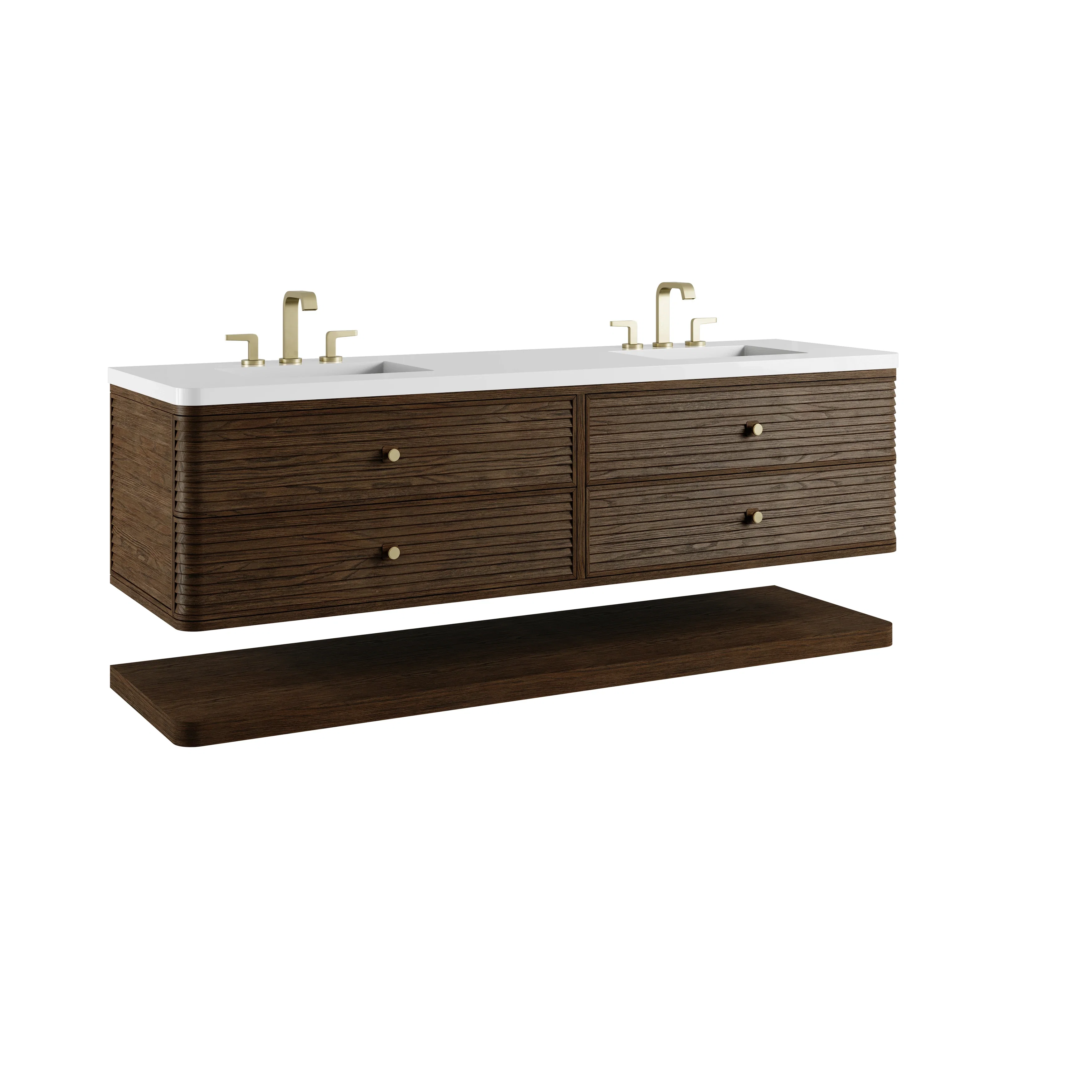 Allamari 72" Double Vanity, Sable w/ 3 CM White Zeus Silestone Top