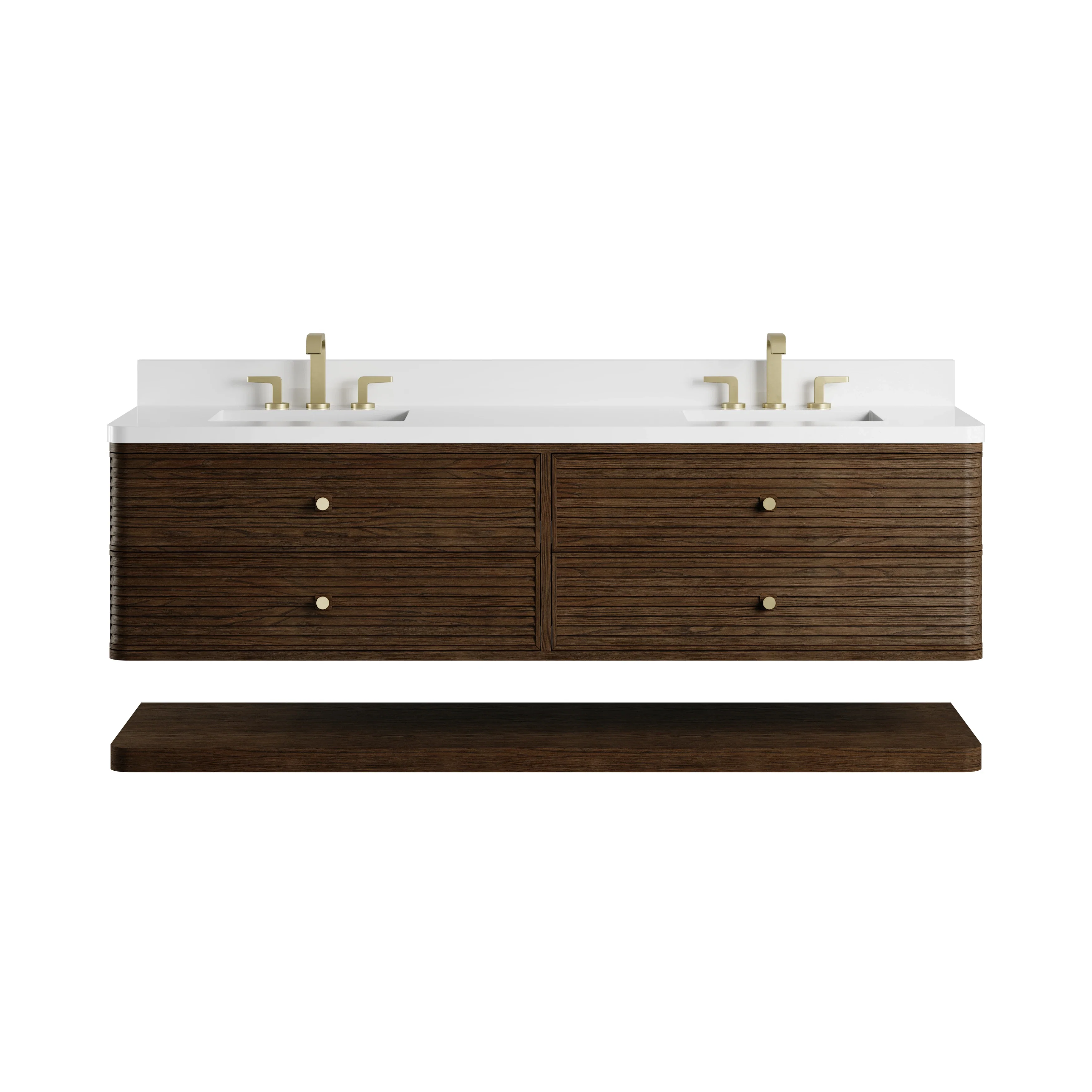 Allamari 72" Double Vanity, Sable w/ 3 CM White Zeus Silestone Top