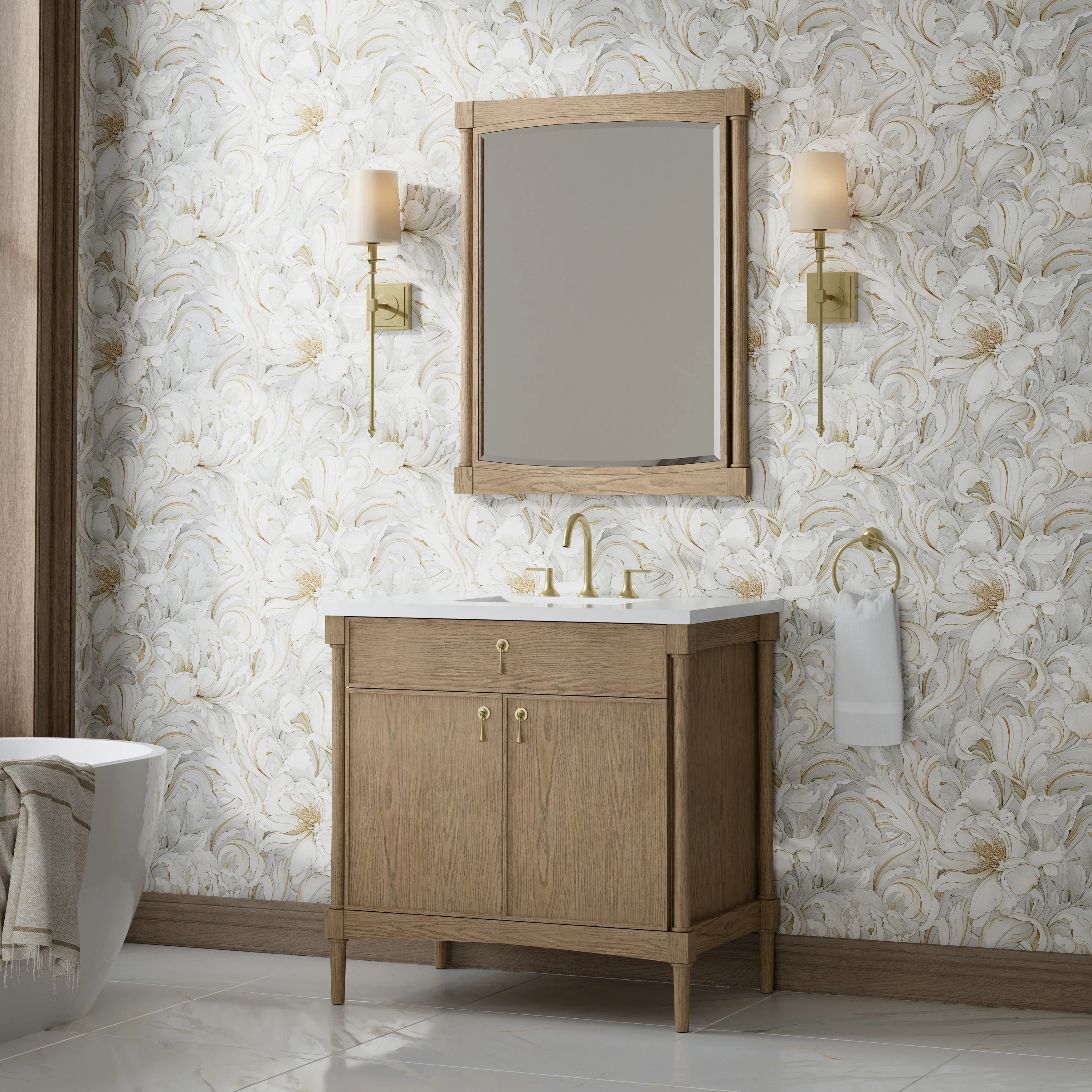 Kinnsden 30" Mirror, Weathered Oak