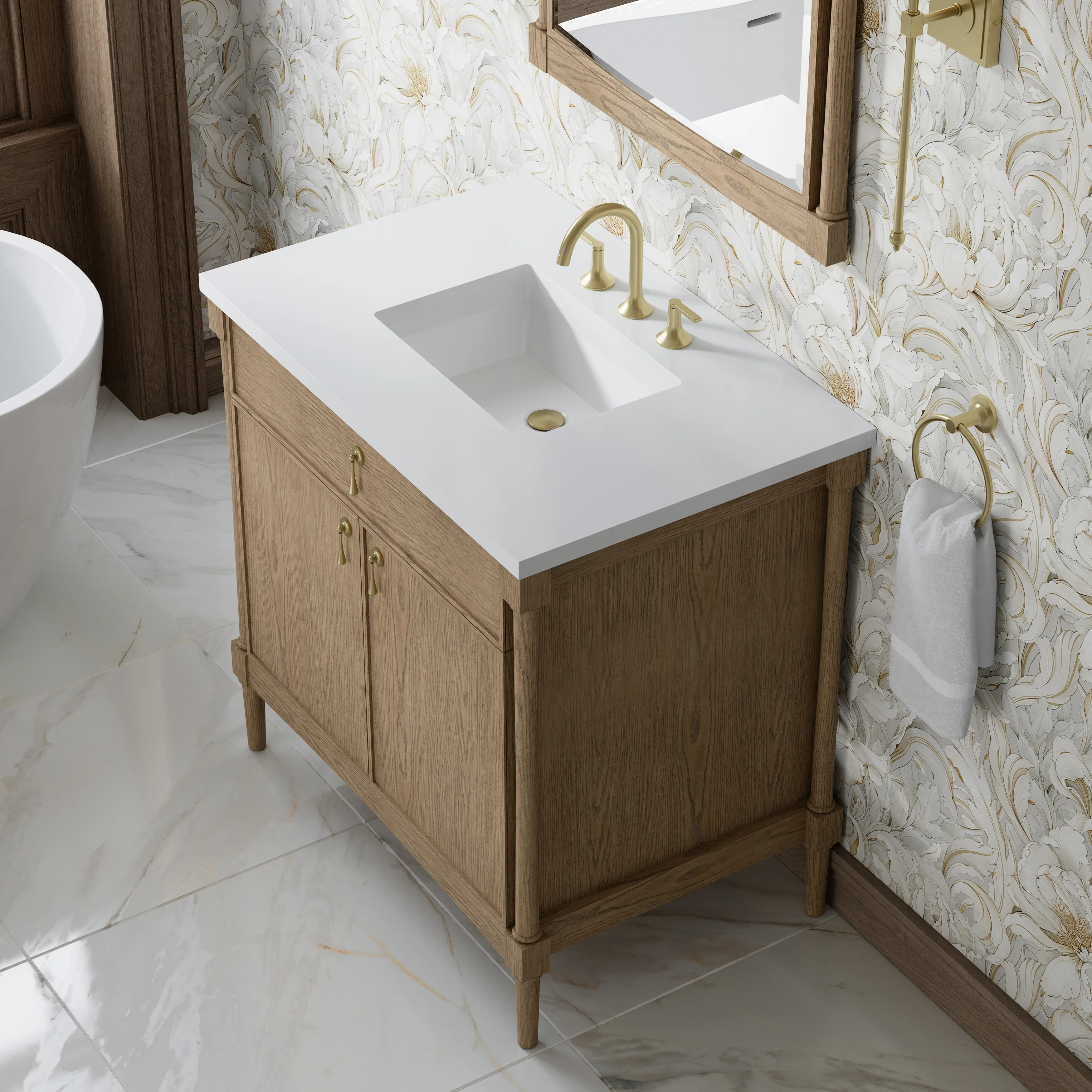 Kinnsden 30" Mirror, Weathered Oak