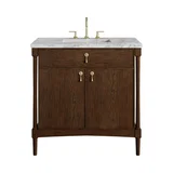 Kinnsden 36" Single Vanity, Sable Oak w/ 3 CM Carrara Marble Top