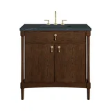 Kinnsden 36" Single Vanity, Sable Oak w/ 3 CM Charcoal Soapstone Silestone Top