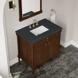 Kinnsden 36" Single Vanity, Sable Oak w/ 3 CM Charcoal Soapstone Silestone Top