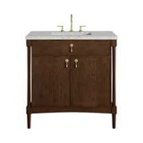 Kinnsden 36" Single Vanity, Sable Oak w/ 3 CM Eternal Jasmine Pearl Silestone Top