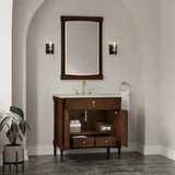 Kinnsden 36" Single Vanity, Sable Oak w/ 3 CM Eternal Jasmine Pearl Silestone Top