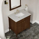 Kinnsden 36" Single Vanity, Sable Oak w/ 3 CM Eternal Jasmine Pearl Silestone Top