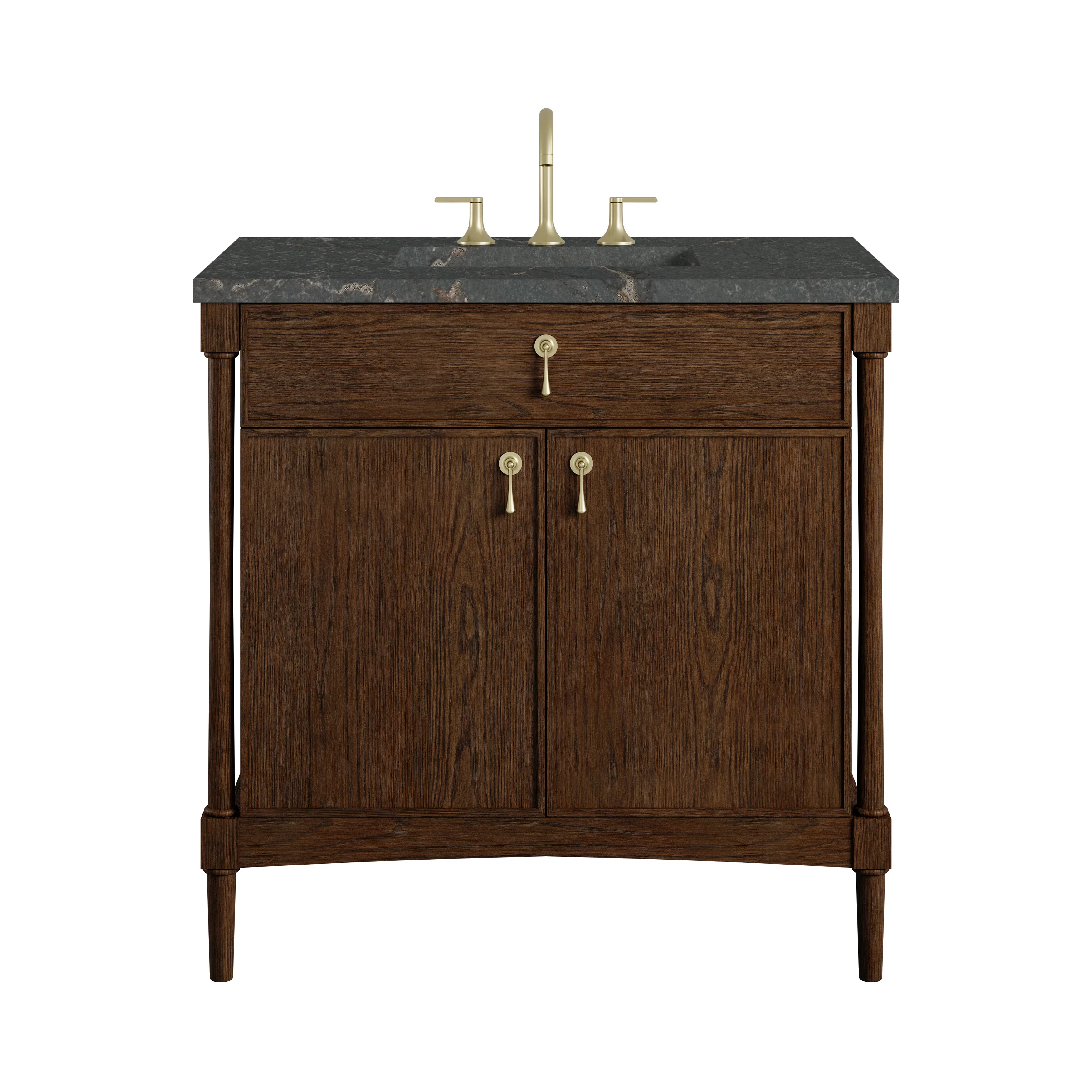 Kinnsden 36" Single Vanity, Sable Oak w/ 3 CM Parisien Bleu Silestone Top