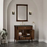 Kinnsden 36" Single Vanity, Sable Oak w/ 3 CM Parisien Bleu Silestone Top