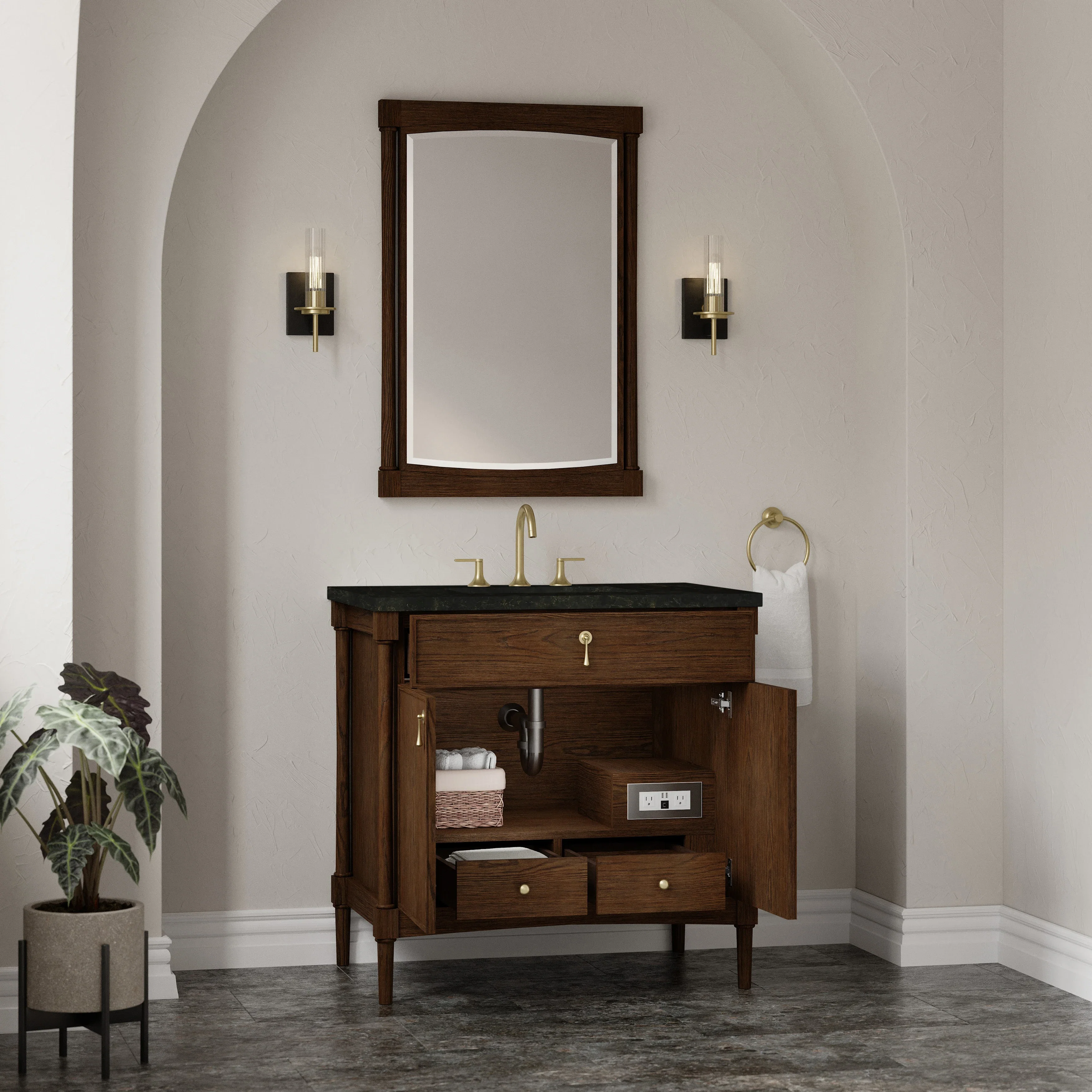 Kinnsden 36" Single Vanity, Sable Oak w/ 3 CM Phantome Eclos Top