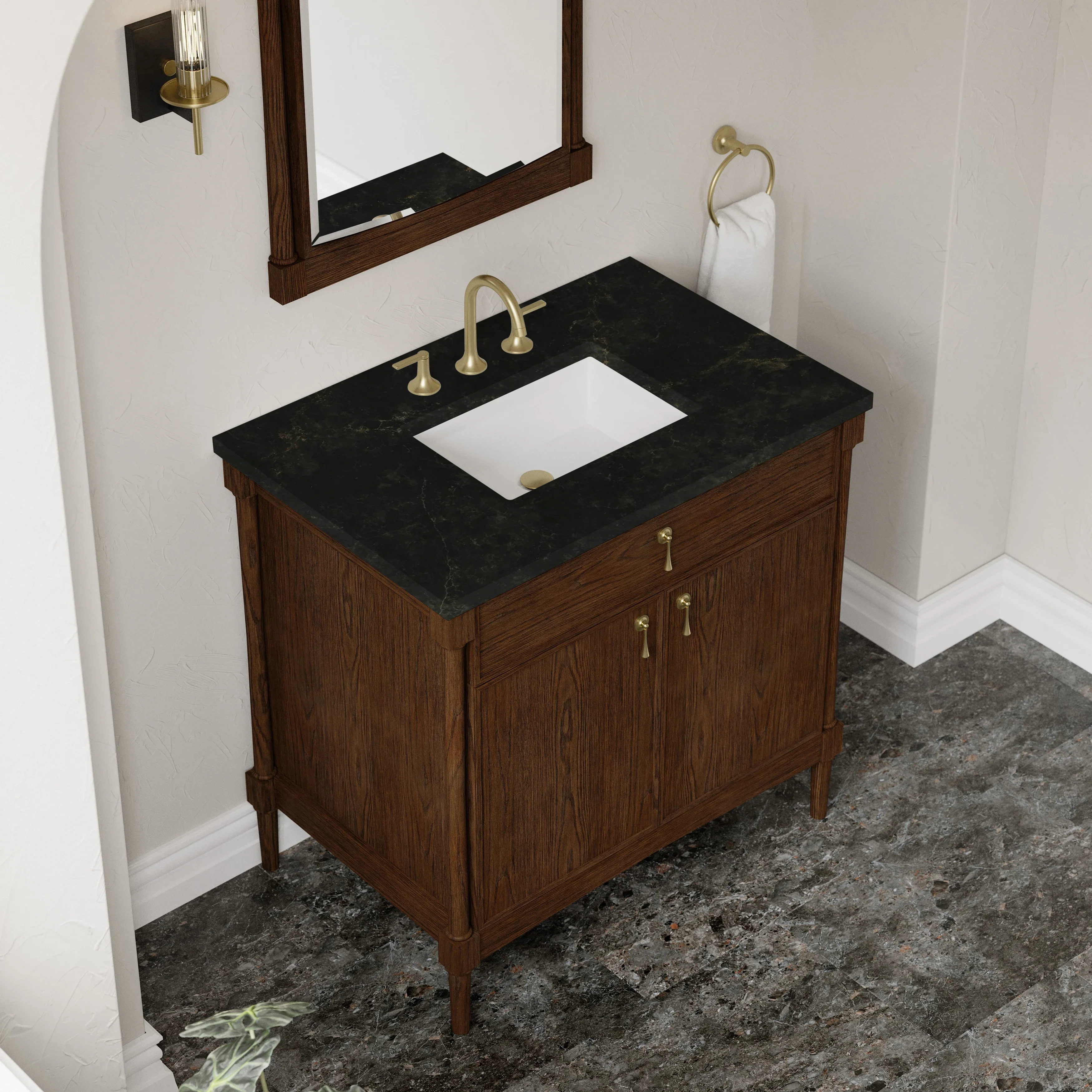 Kinnsden 36" Single Vanity, Sable Oak w/ 3 CM Phantome Eclos Top