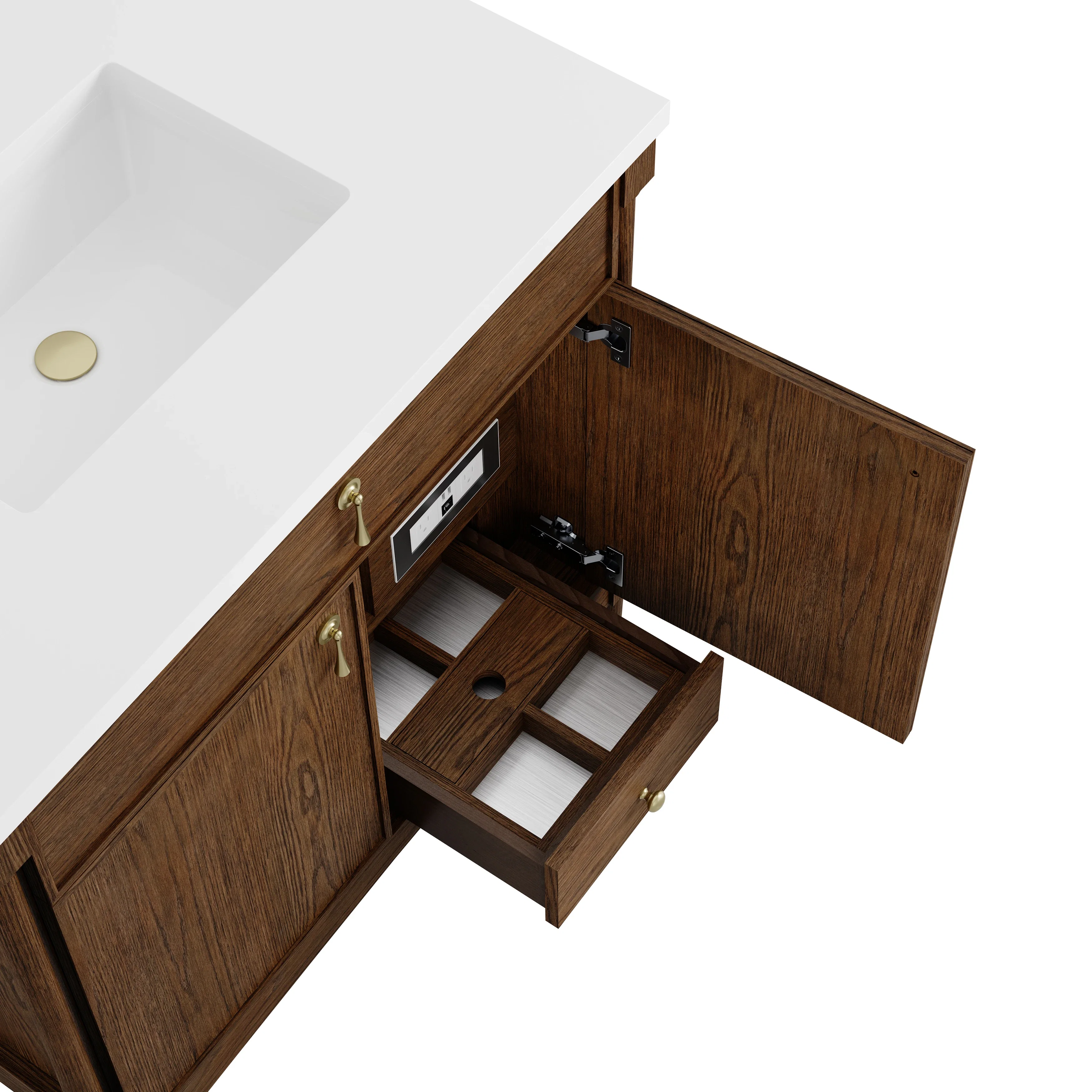 Kinnsden 36" Single Vanity, Sable Oak w/ 3 CM Siberian Silestone Top