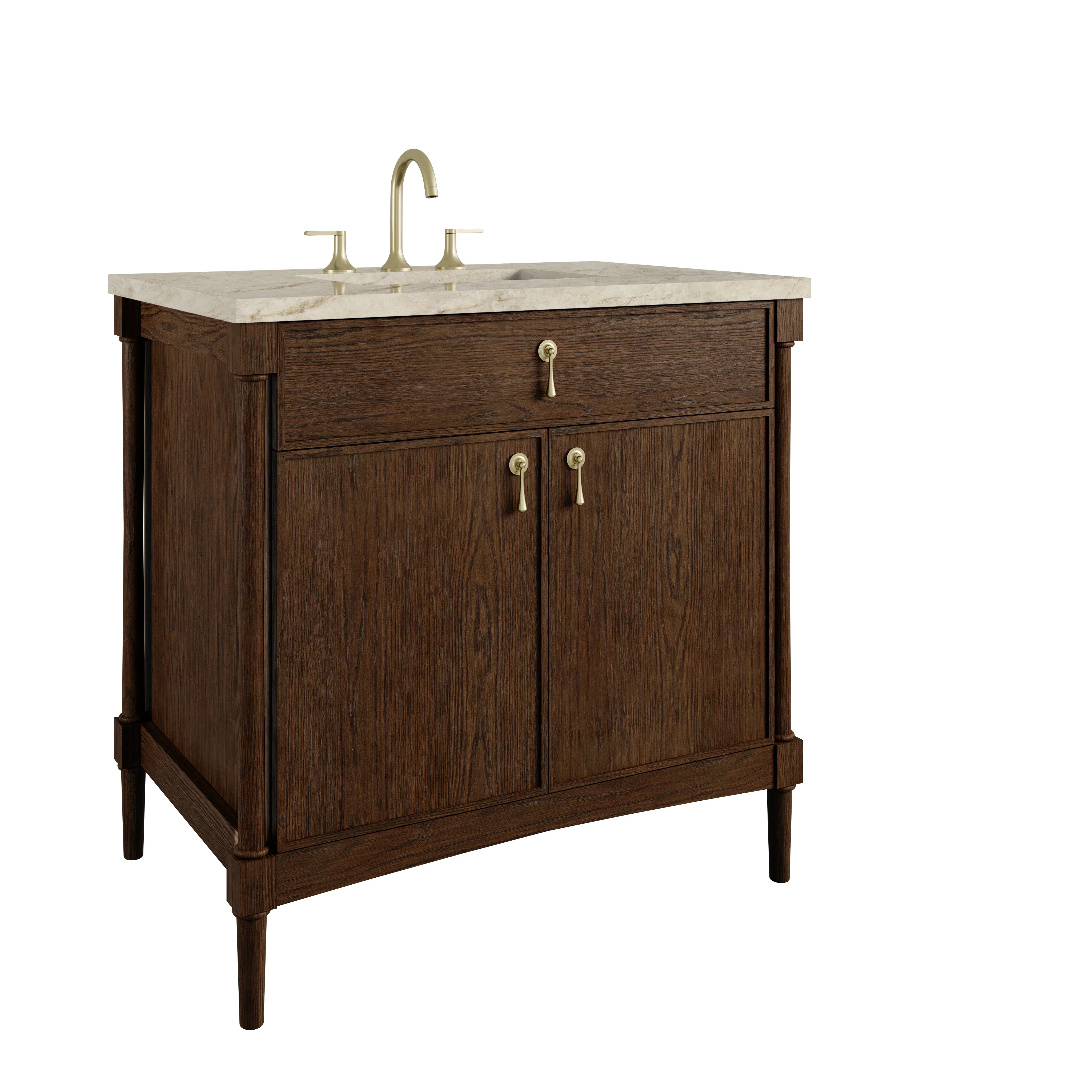 Kinnsden 36" Single Vanity, Sable Oak w/ 3 CM Tajnar Eclos Top