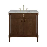 Kinnsden 36" Single Vanity, Sable Oak w/ 3 CM Victorian Silver Silestone Top