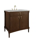 Kinnsden 36" Single Vanity, Sable Oak w/ 3 CM Victorian Silver Silestone Top