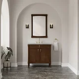 Kinnsden 36" Single Vanity, Sable Oak w/ 3 CM Victorian Silver Silestone Top