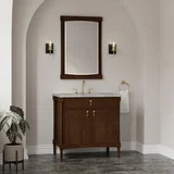 Kinnsden 36" Single Vanity, Sable Oak w/ 3 CM Victorian Silver Silestone Top
