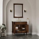 Kinnsden 36" Single Vanity, Sable Oak w/ 3 CM Victorian Silver Silestone Top