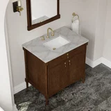 Kinnsden 36" Single Vanity, Sable Oak w/ 3 CM Victorian Silver Silestone Top
