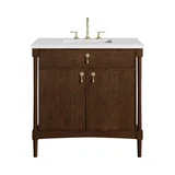 Kinnsden 36" Single Vanity, Sable Oak w/ 3 CM White Zeus Silestone Top