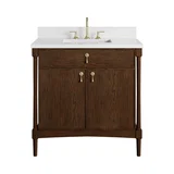 Kinnsden 36" Single Vanity, Sable Oak w/ 3 CM White Zeus Silestone Top