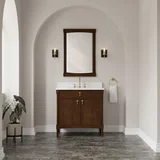 Kinnsden 36" Single Vanity, Sable Oak w/ 3 CM White Zeus Silestone Top