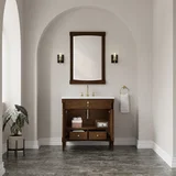 Kinnsden 36" Single Vanity, Sable Oak w/ 3 CM White Zeus Silestone Top