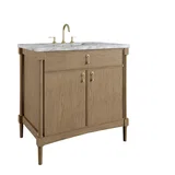 Kinnsden 36" Single Vanity, Weathered Oak w/ 3 CM Carrara Marble Top