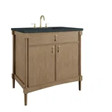 Kinnsden 36" Single Vanity, Weathered Oak w/ 3 CM Charcoal Soapstone Silestone Top