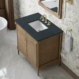 Kinnsden 36" Single Vanity, Weathered Oak w/ 3 CM Charcoal Soapstone Silestone Top