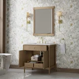 Kinnsden 36" Single Vanity, Weathered Oak w/ 3 CM Eternal Jasmine Pearl Silestone Top