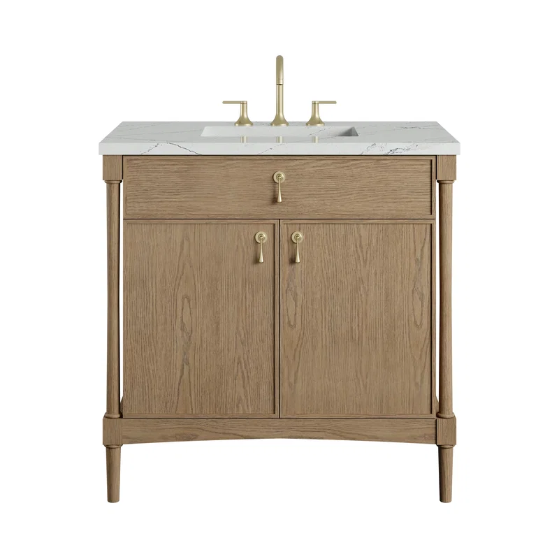 Kinnsden 36" Single Vanity, Weathered Oak w/ 3 CM Ethereal Noctis Silestone Top