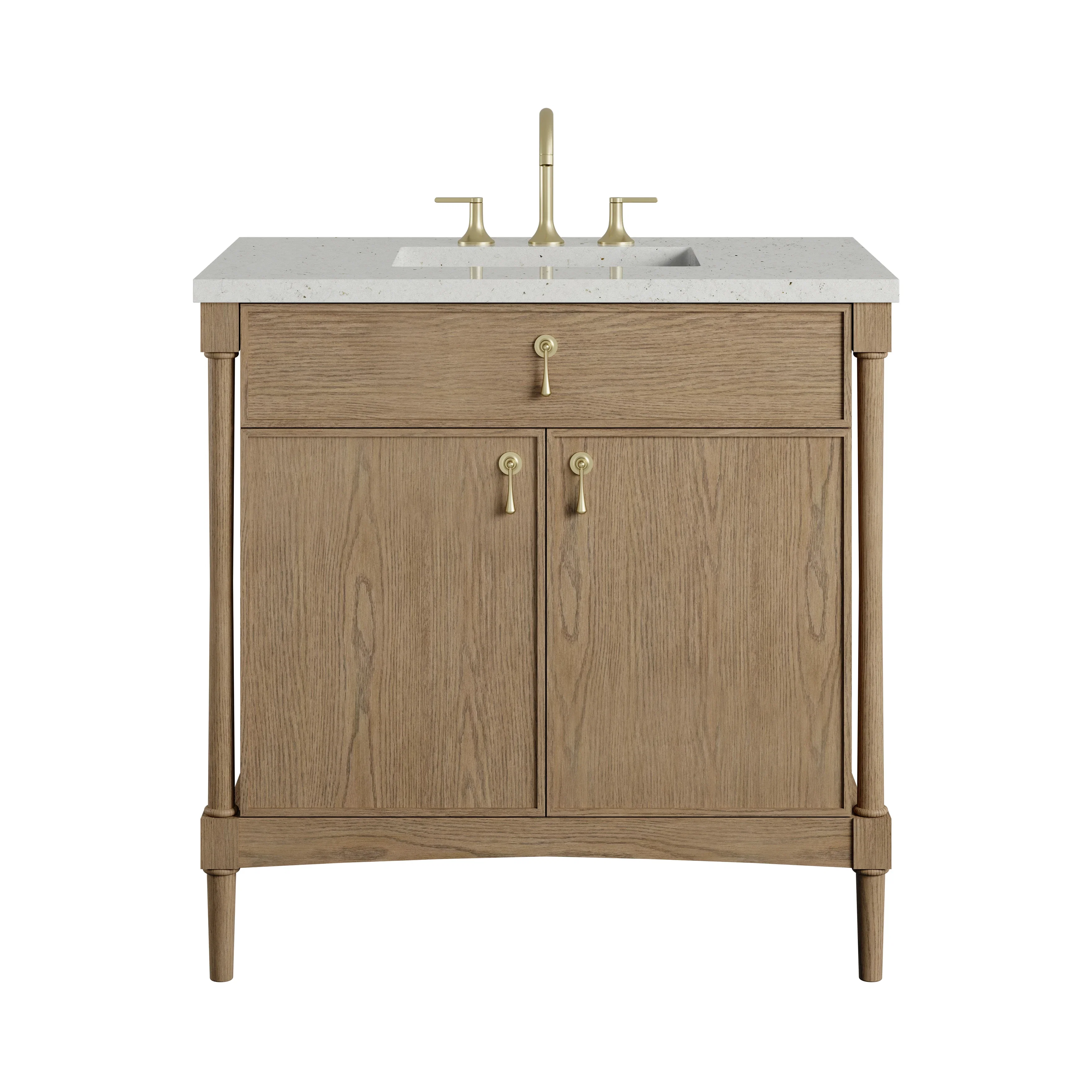 Kinnsden 36" Single Vanity, Weathered Oak w/ 3 CM Lime Delight Silestone Top