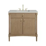Kinnsden 36" Single Vanity, Weathered Oak w/ 3 CM Lime Delight Silestone Top
