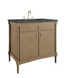 Kinnsden 36" Single Vanity, Weathered Oak w/ 3 CM Parisien Bleu Silestone Top