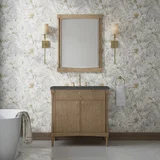 Kinnsden 36" Single Vanity, Weathered Oak w/ 3 CM Parisien Bleu Silestone Top