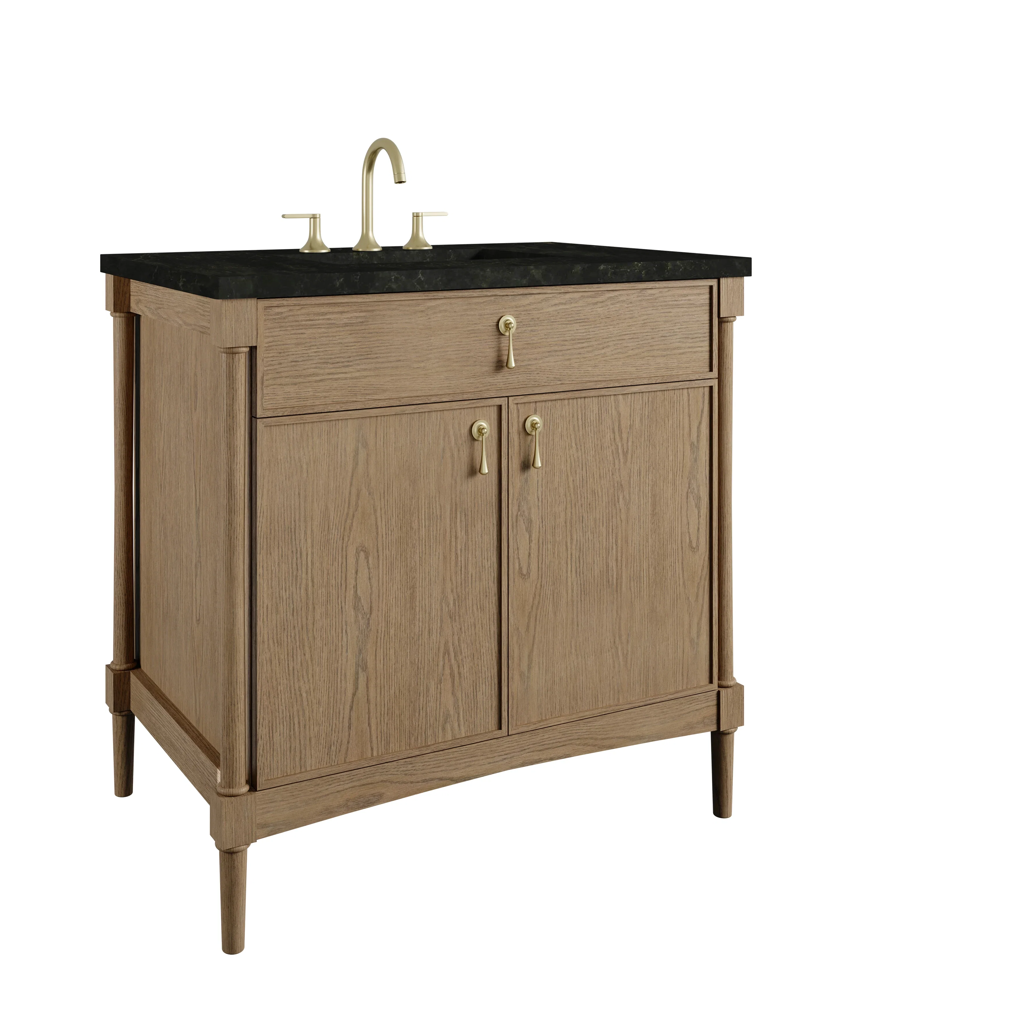 Kinnsden 36" Single Vanity, Weathered Oak w/ 3 CM Phantome Eclos Top