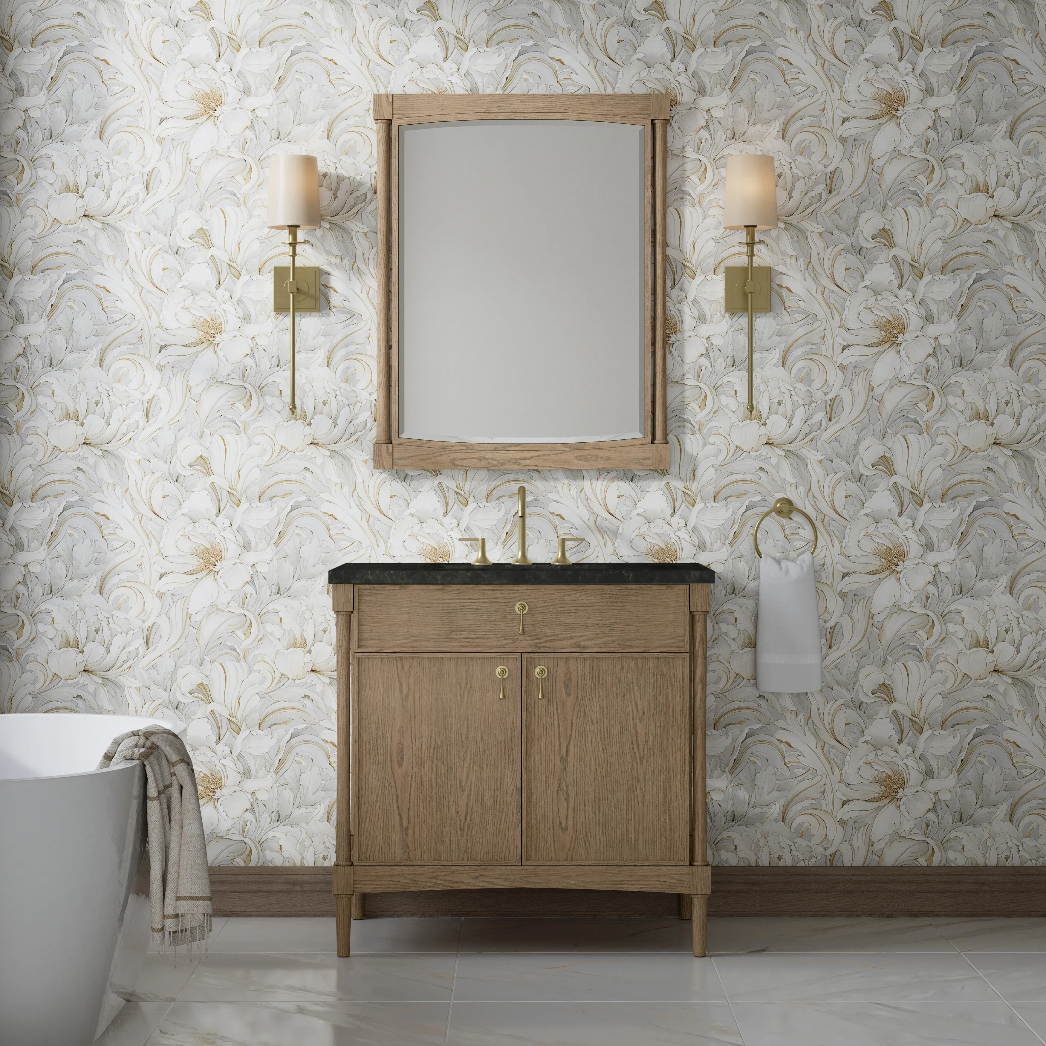 Kinnsden 36" Single Vanity, Weathered Oak w/ 3 CM Phantome Eclos Top