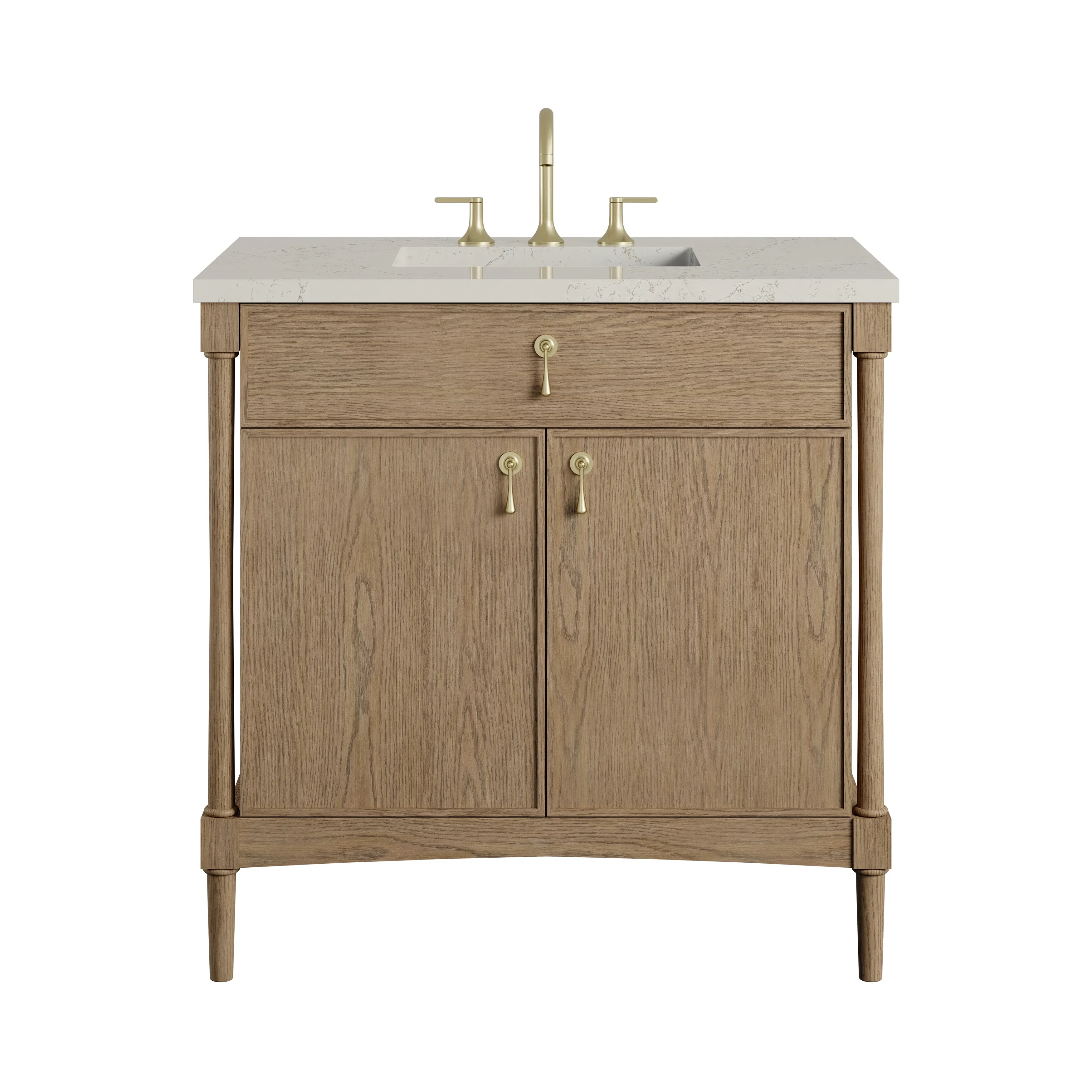 Kinnsden 36" Single Vanity, Weathered Oak w/ 3 CM Siberian Silestone Top