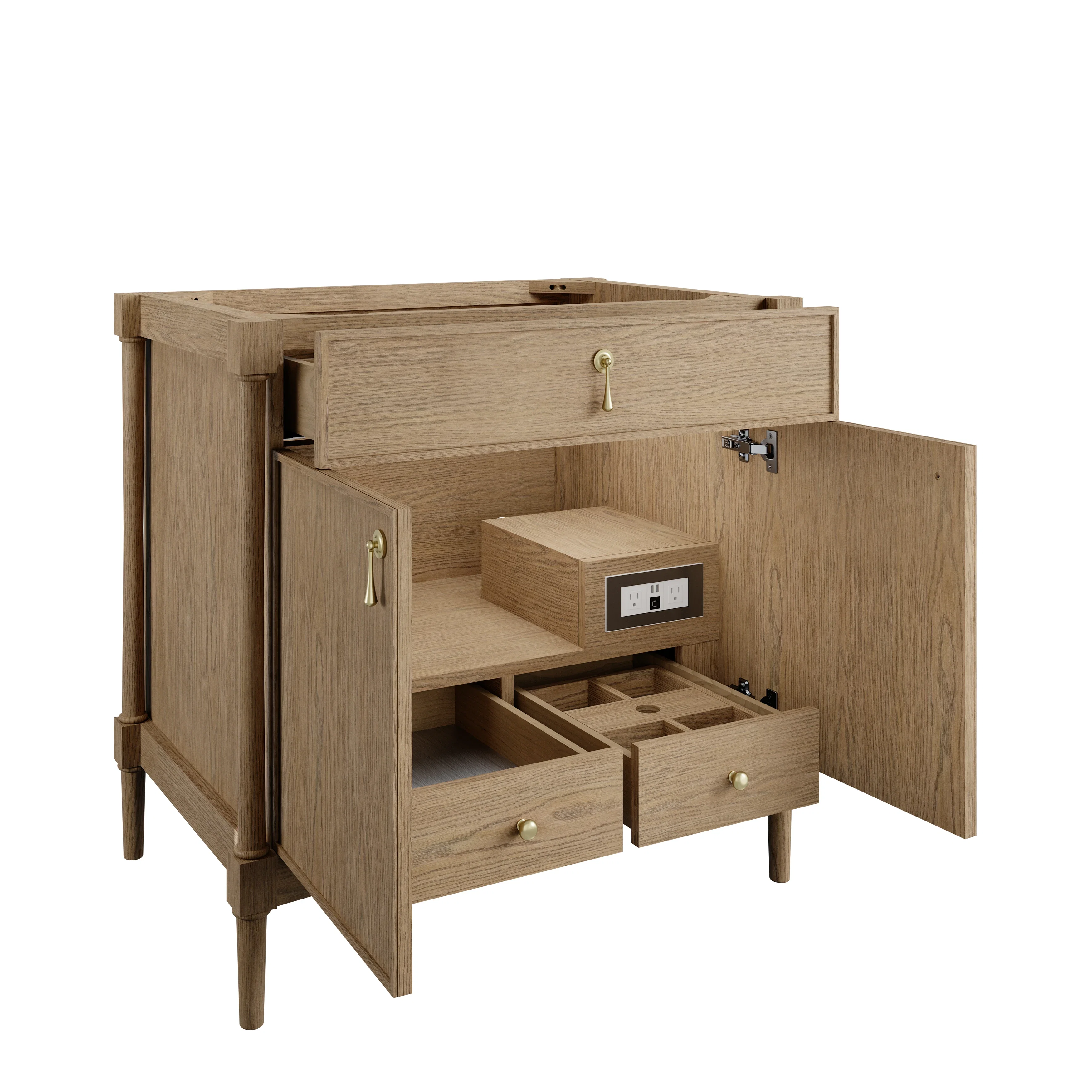 Kinnsden 36" Single Vanity, Weathered Oak w/ 3 CM Siberian Silestone Top