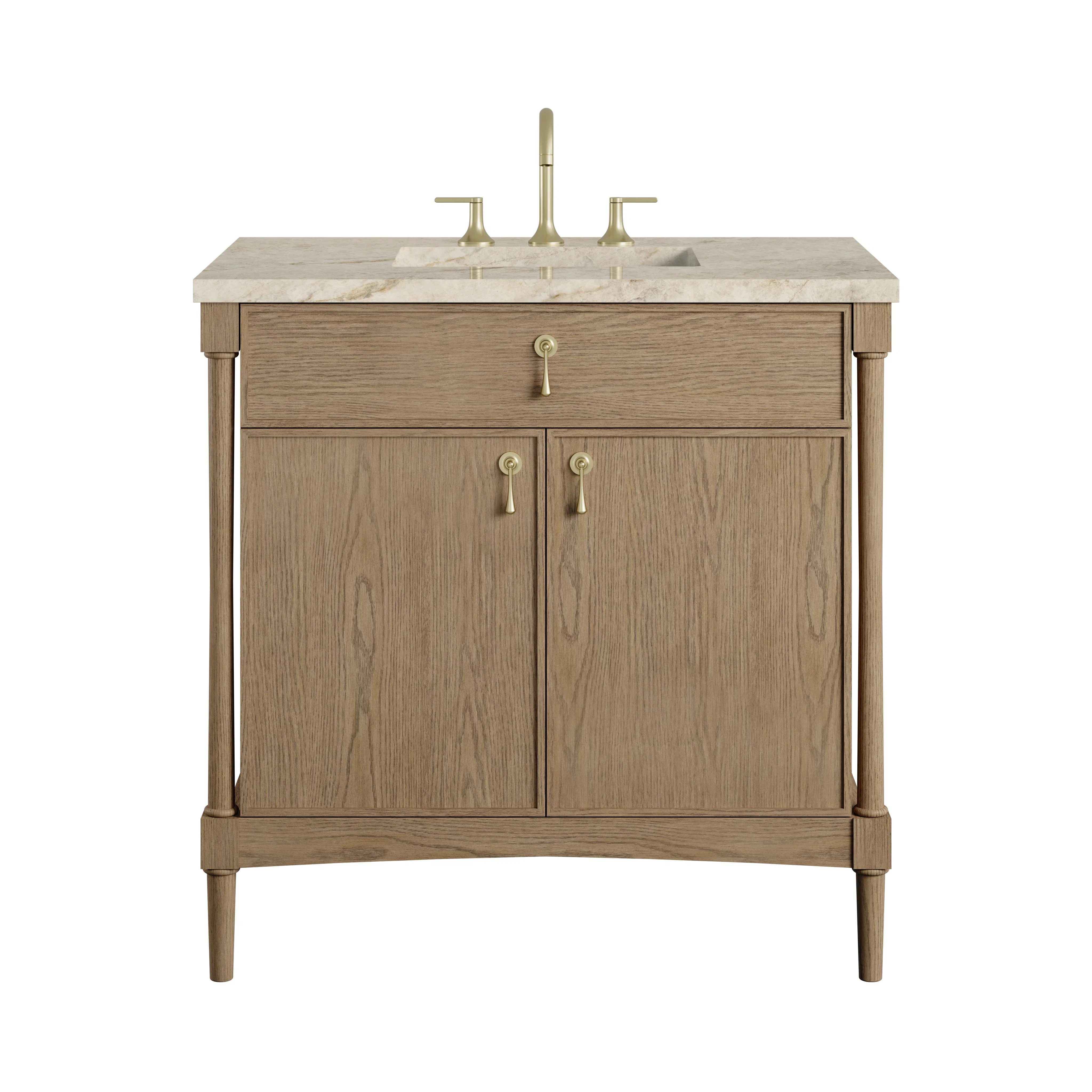 Kinnsden 36" Single Vanity, Weathered Oak w/ 3 CM Tajnar Eclos Top