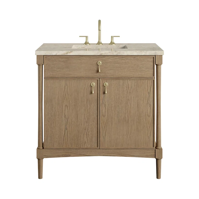 Kinnsden 36" Single Vanity, Weathered Oak w/ 3 CM Tajnar Eclos Top