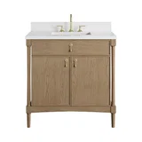 Kinnsden 36" Single Vanity, Weathered Oak w/ 3 CM White Zeus Silestone Top