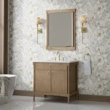 Kinnsden 36" Single Vanity, Weathered Oak w/ 3 CM White Zeus Silestone Top