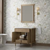 Kinnsden 36" Single Vanity, Weathered Oak w/ 3 CM White Zeus Silestone Top