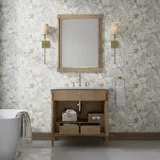 Kinnsden 36" Single Vanity, Weathered Oak w/ 3 CM White Zeus Silestone Top