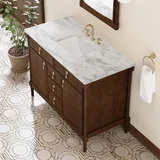 Kinnsden 48" Single Vanity, Sable Oak w/ 3 CM Carrara Marble Top