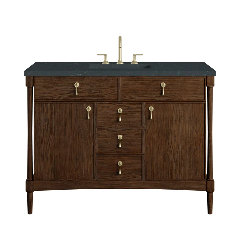 Kinnsden 48" Single Vanity, Sable Oak w/ 3 CM Charcoal Soapstone Silestone Top