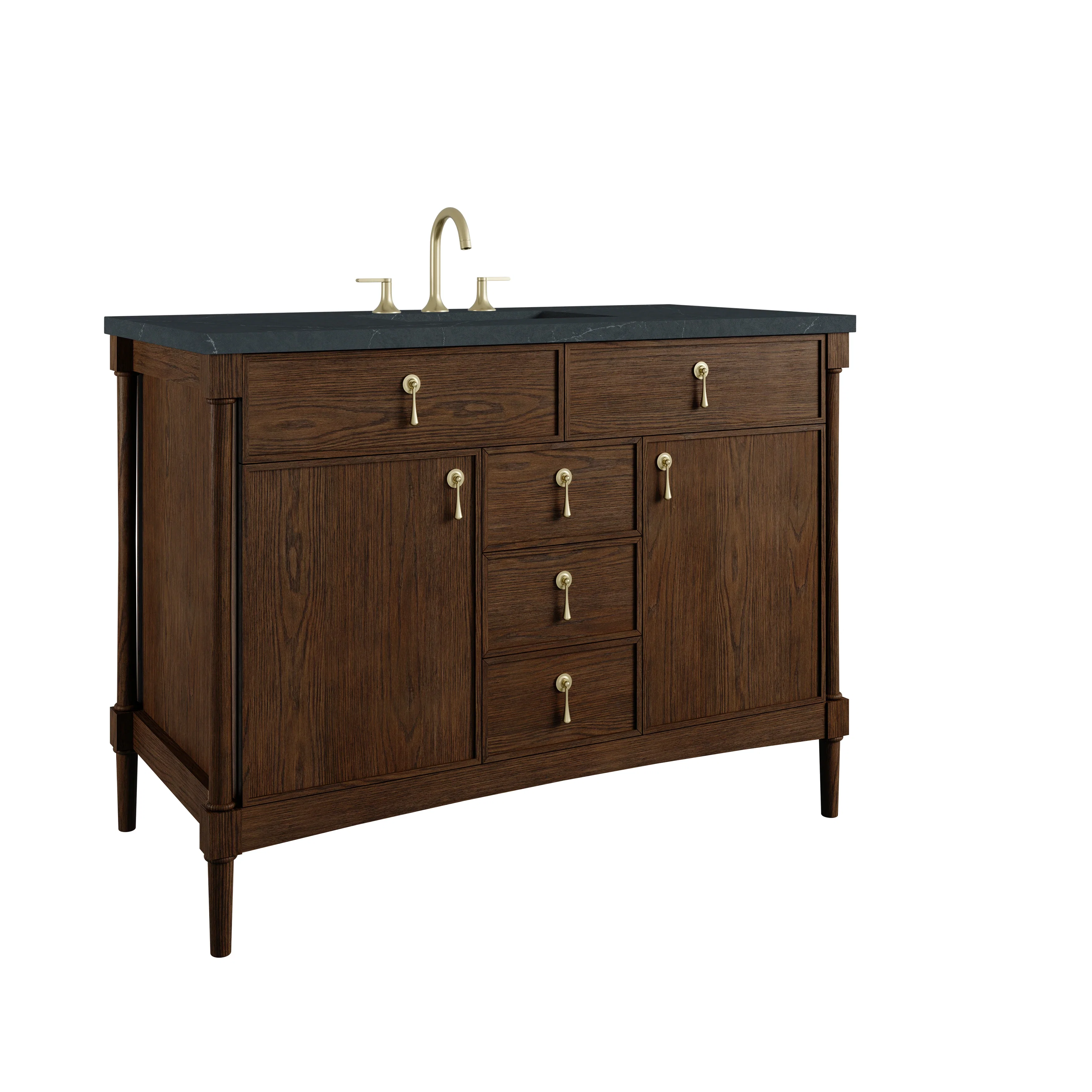 Kinnsden 48" Single Vanity, Sable Oak w/ 3 CM Charcoal Soapstone Silestone Top